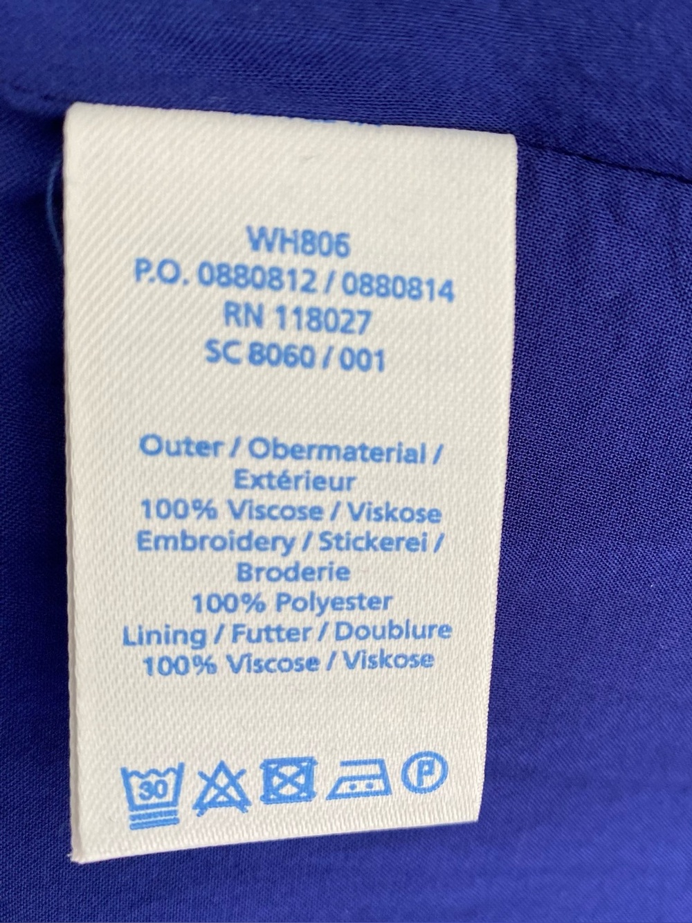 Boden Arianne Embroidered Dress 8L Royal Blue - Picture 7 of 7
